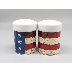 Warren Kimble's 1997 Colonial USA Flag 1660 Salt & Pepper Shakers Large 3.75"
